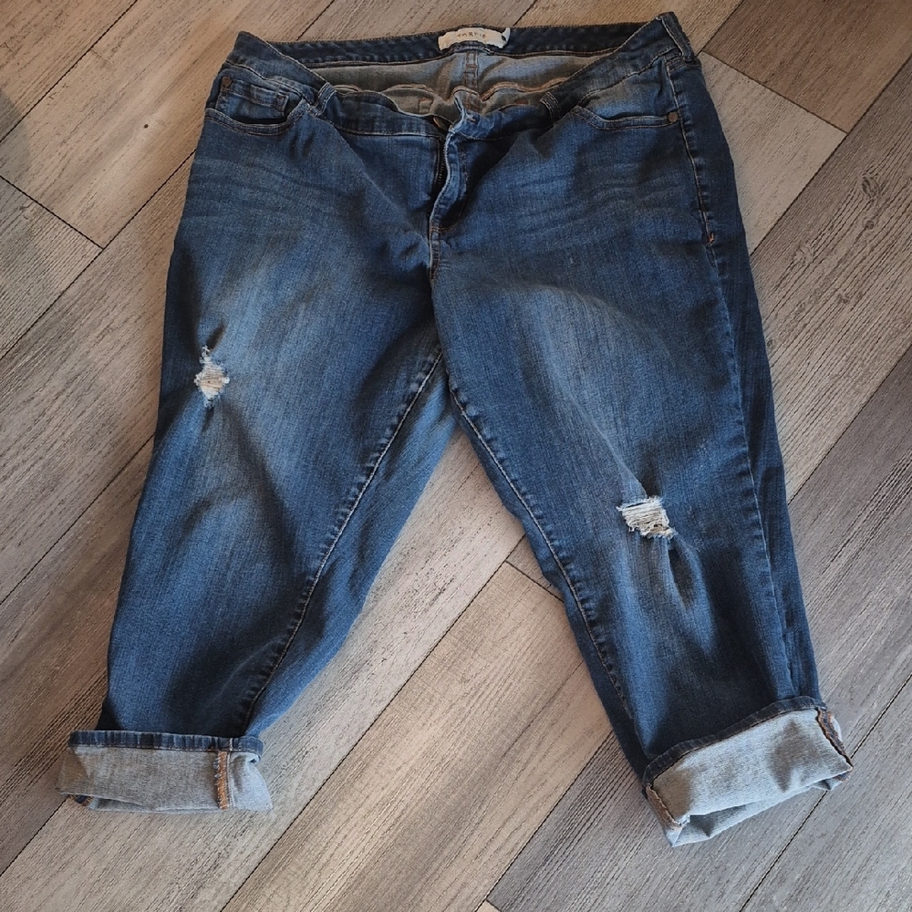 Torrid Blue Distressed Boyfriend Jeans Size 20